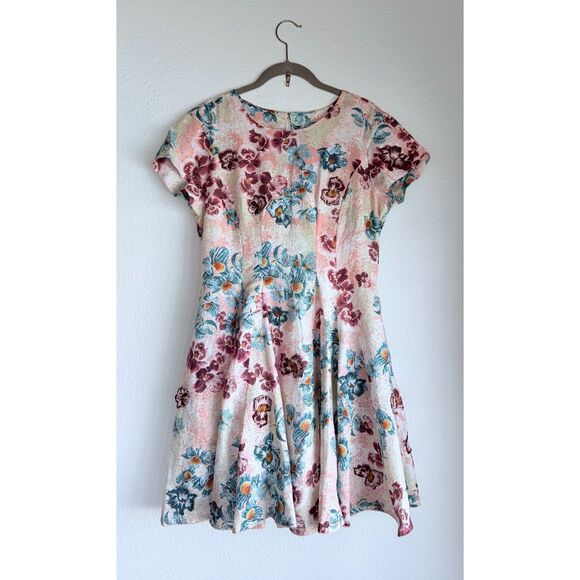 NWT AGUA by Agua Bendita Pupe Prado Floral Applique 100% Linen Mini Dress Size M - Picture 7 of 16